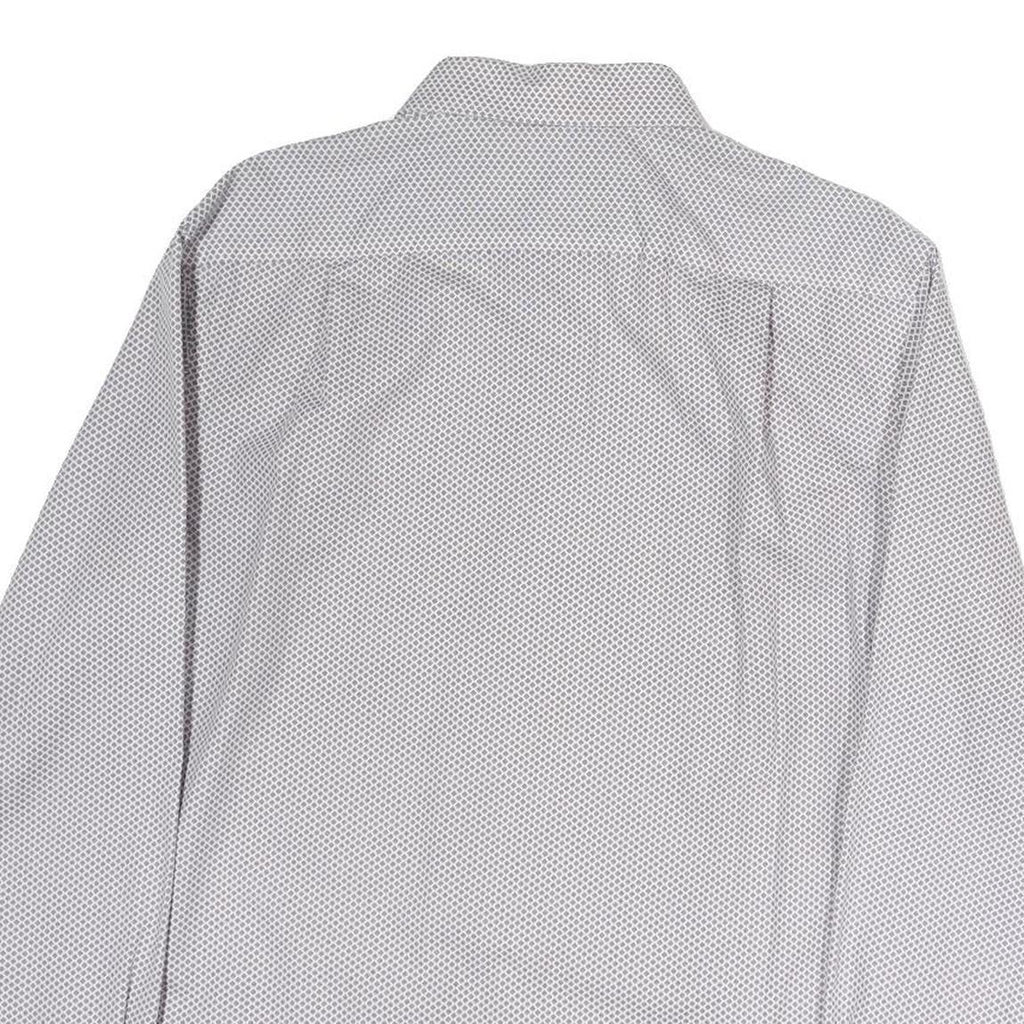 TOMMY HILFIGER Mens White & Blue Printed Cotton Shirt M Classic Fit Long Sleeve