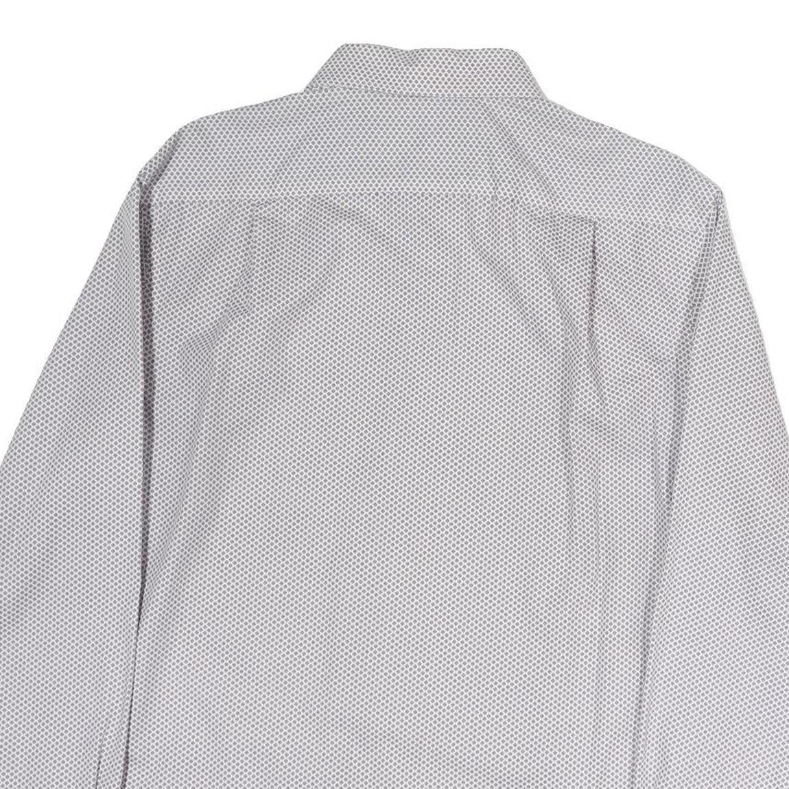 TOMMY HILFIGER Mens White & Blue Printed Cotton Shirt M Classic Fit Long Sleeve