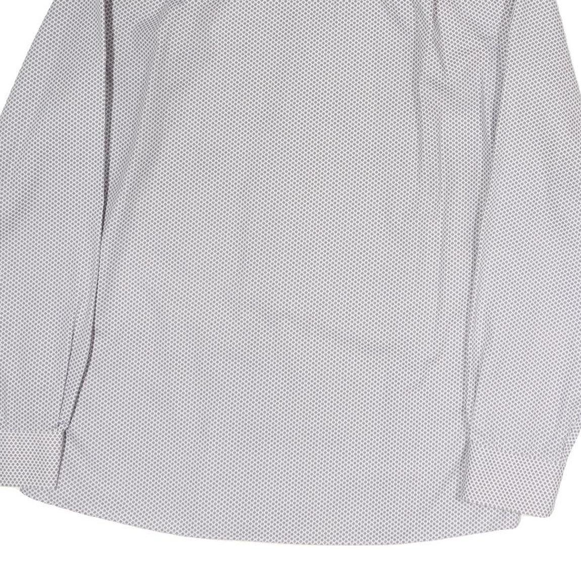 TOMMY HILFIGER Mens White & Blue Printed Cotton Shirt M Classic Fit Long Sleeve