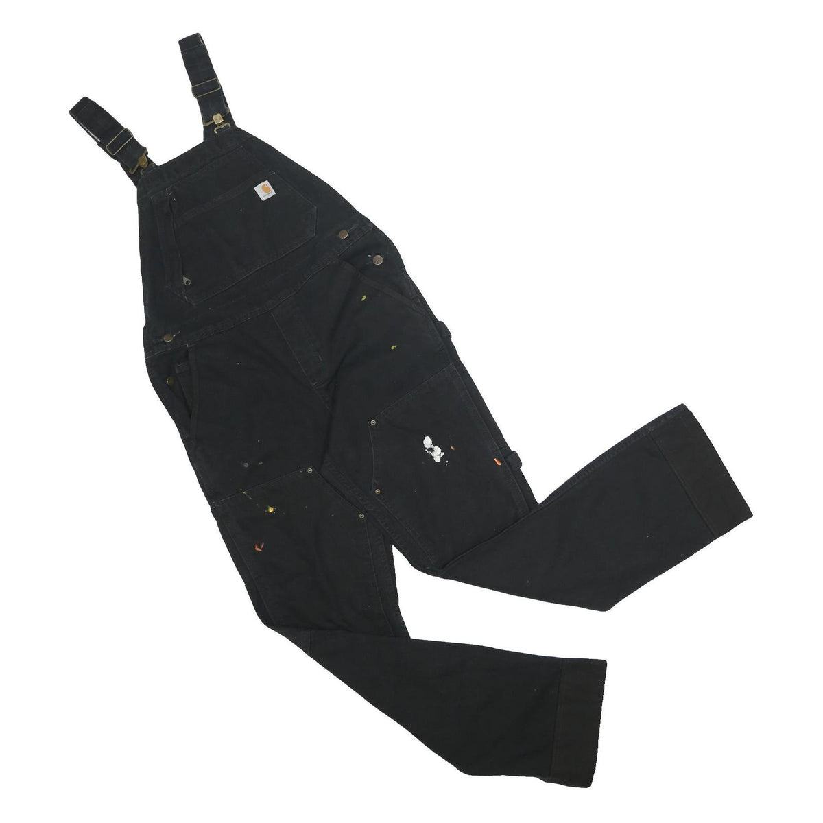 CARHARTT Womens Black Cotton Dungarees Loose Fit S W34 L32 Durable Workwear