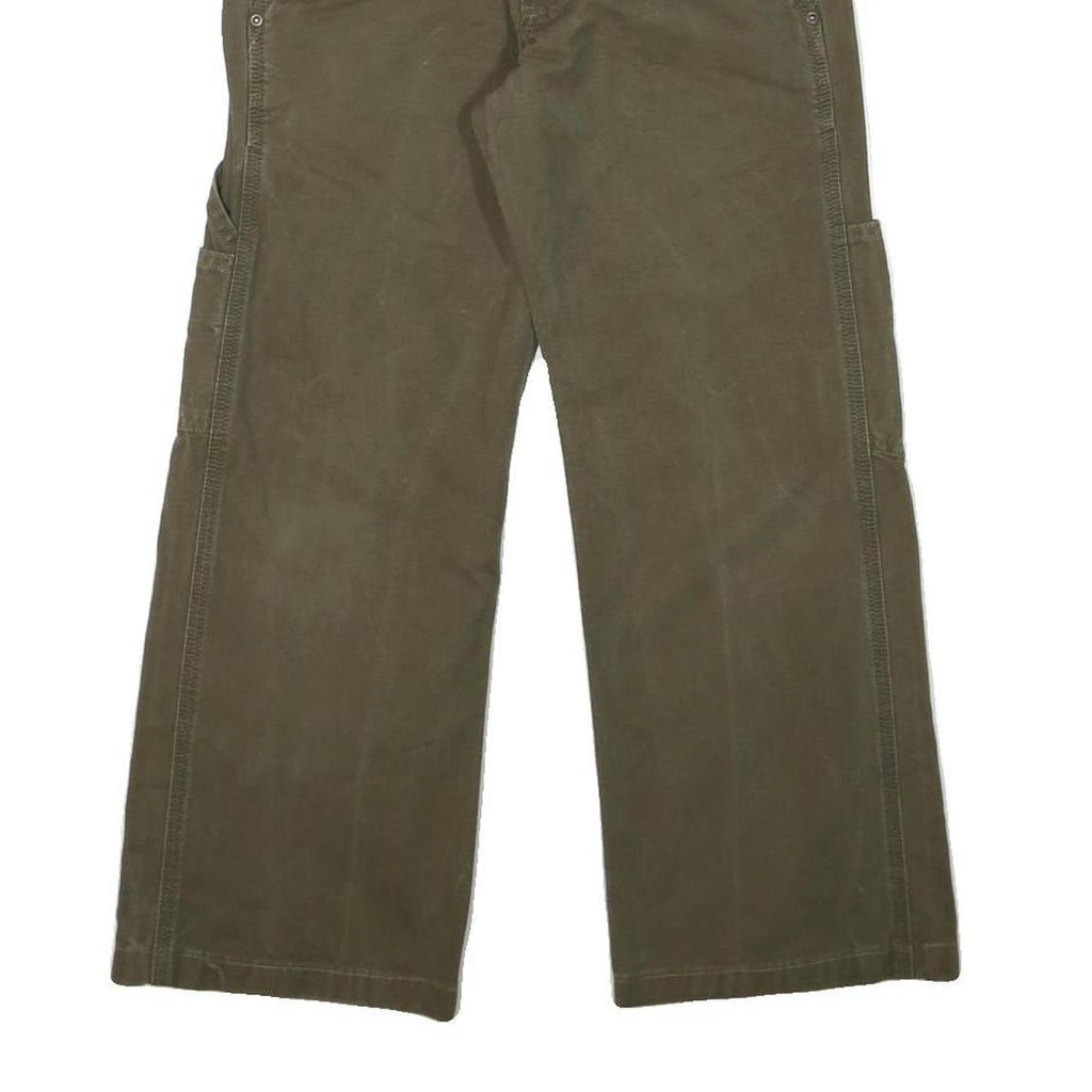 CARHARTT Mens Regular Fit Brown Cotton Blend Zip Trousers W28 L25 Durable