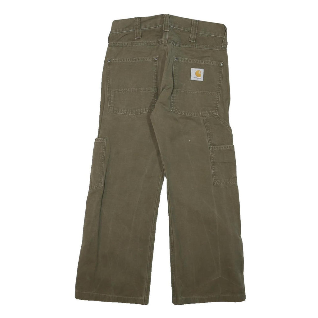CARHARTT Mens Regular Fit Brown Cotton Blend Zip Trousers W28 L25 Durable