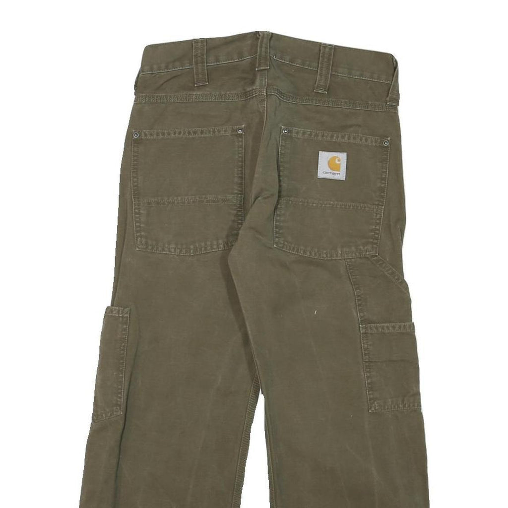 CARHARTT Mens Regular Fit Brown Cotton Blend Zip Trousers W28 L25 Durable