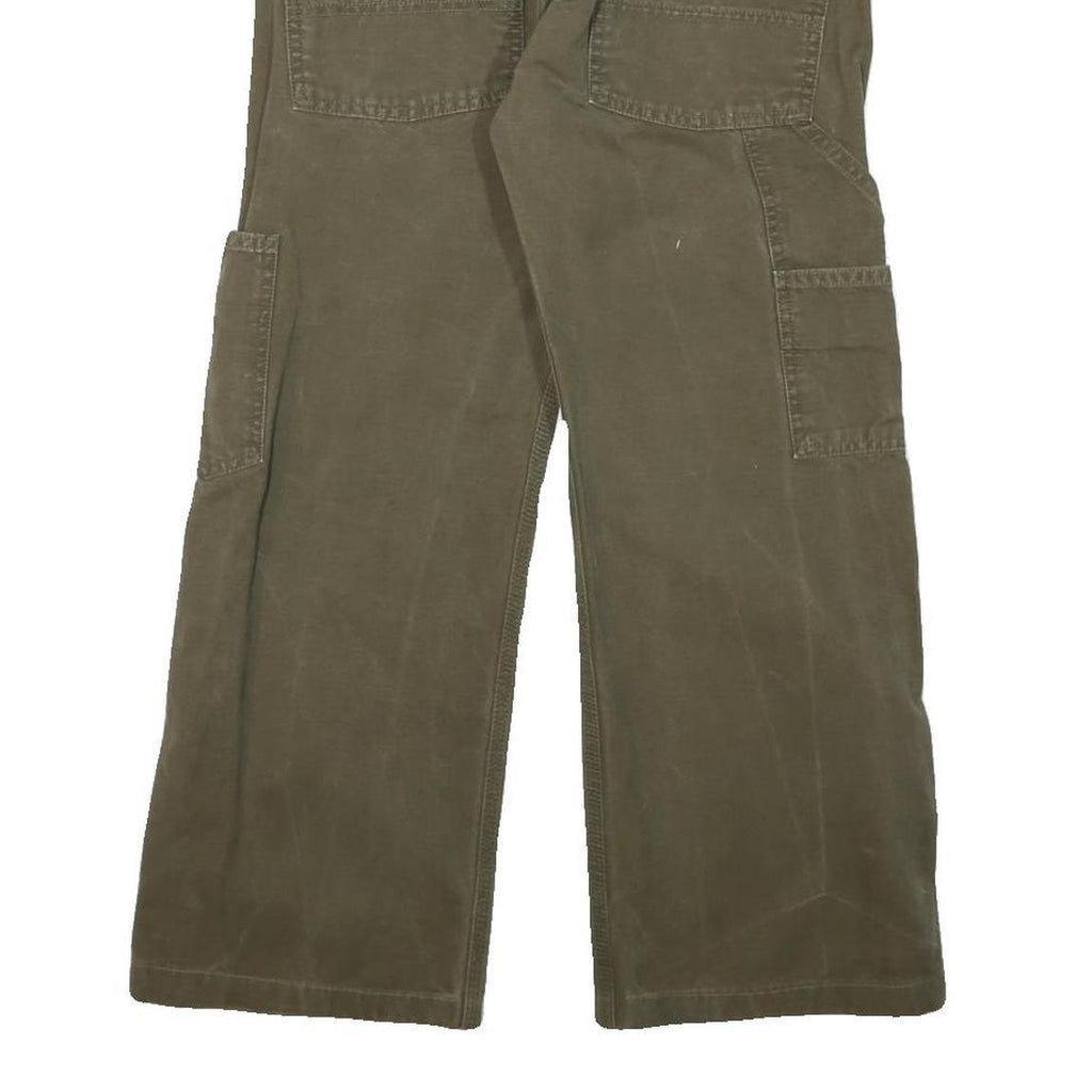 CARHARTT Mens Regular Fit Brown Cotton Blend Zip Trousers W28 L25 Durable