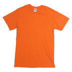 GILDAN Mens Orange Plain T-Shirt L Short Sleeve Crew Neck Cotton Casual