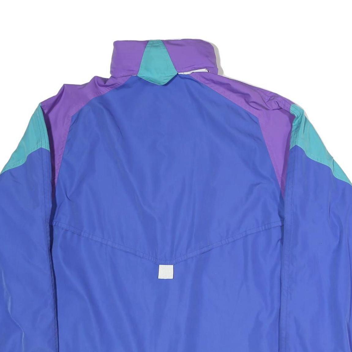 TENSON Mens Blue & Purple Colourblock Jacket M Polyester Blend Zip Casual Retro