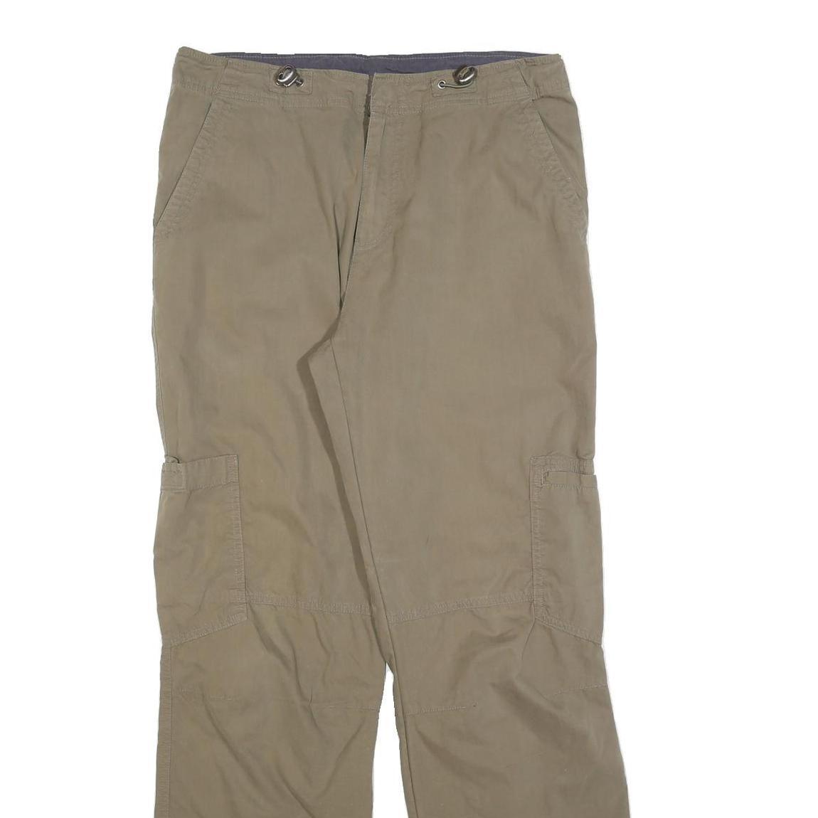 MAX DRIVE Mens Relaxed Beige Polyester Zip Trousers W32 L32 Casual Cargo Style