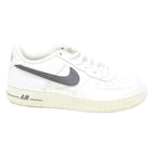 NIKE Air Force 1 Womens Leather Trainers White & Grey UK 4.5 Classic Sporty Low
