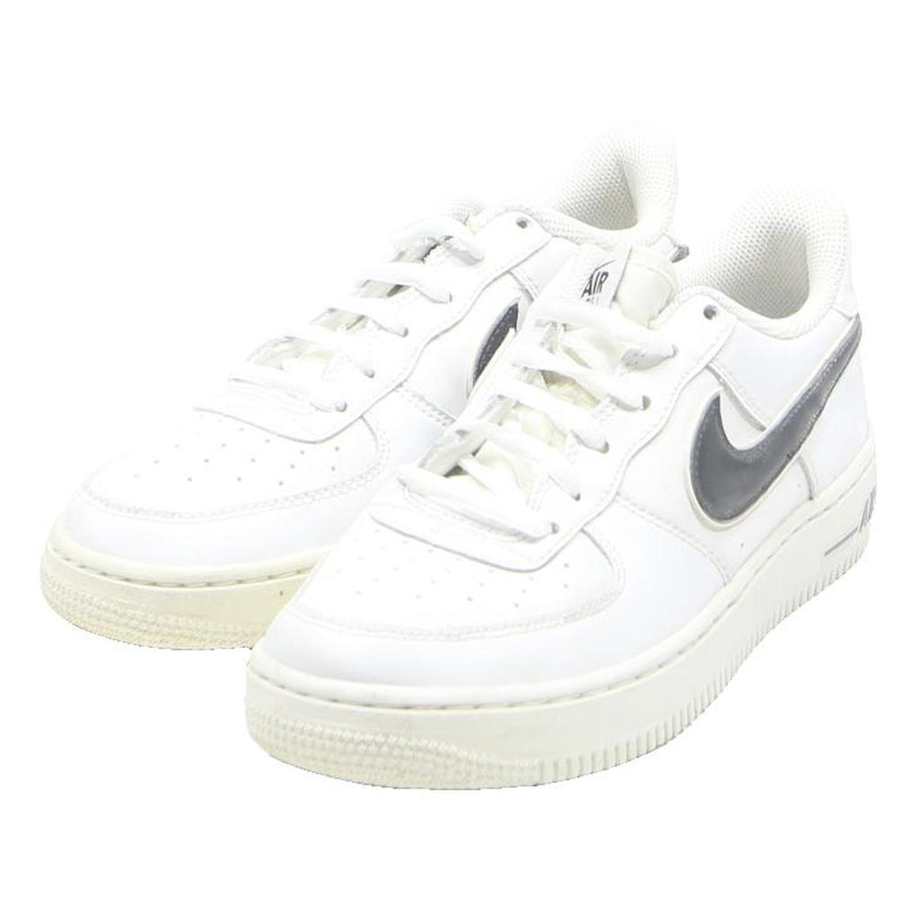NIKE Air Force 1 Womens Leather Trainers White & Grey UK 4.5 Classic Sporty Low