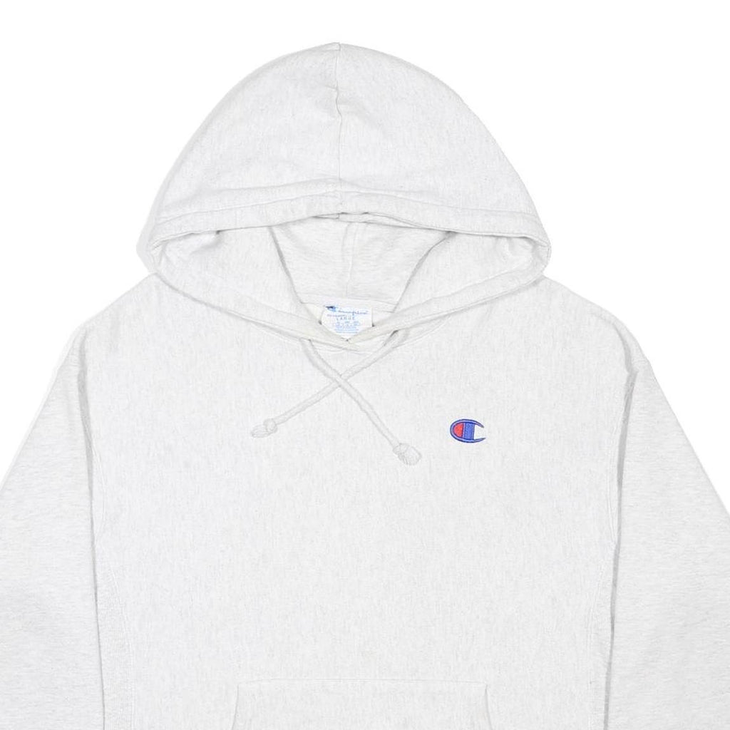 CHAMPION REVERSE WEAVE Womens Light Grey Cotton Blend Hoodie L Classic Pullover