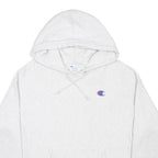 CHAMPION REVERSE WEAVE Womens Light Grey Cotton Blend Hoodie L Classic Pullover
