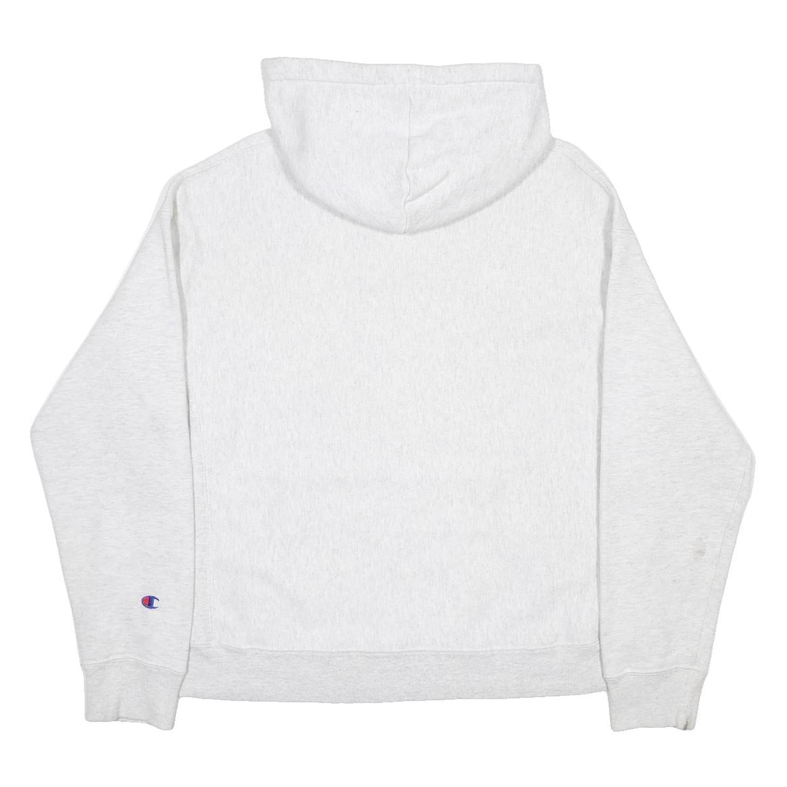 CHAMPION REVERSE WEAVE Womens Light Grey Cotton Blend Hoodie L Classic Pullover