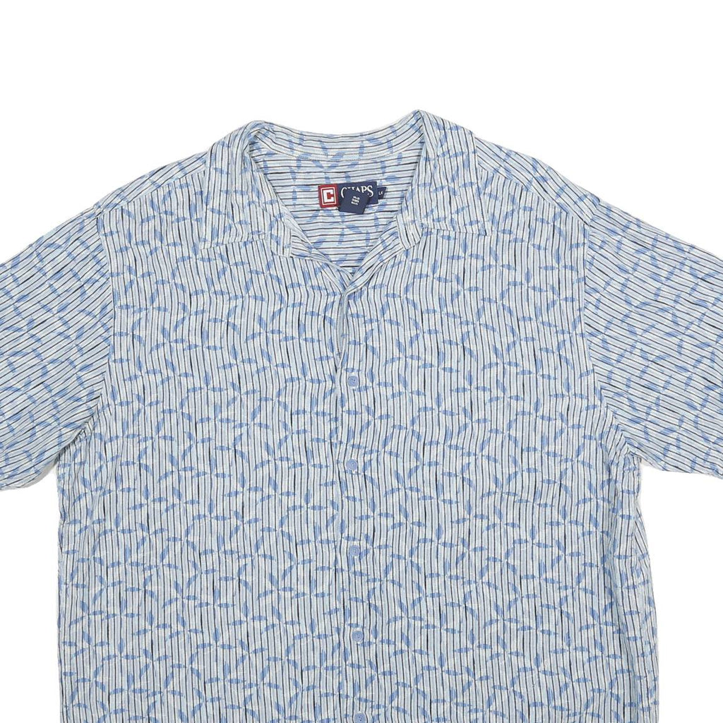 CHAPS Mens Blue & White Shirt Linen Blend L Lightweight Casual Summer