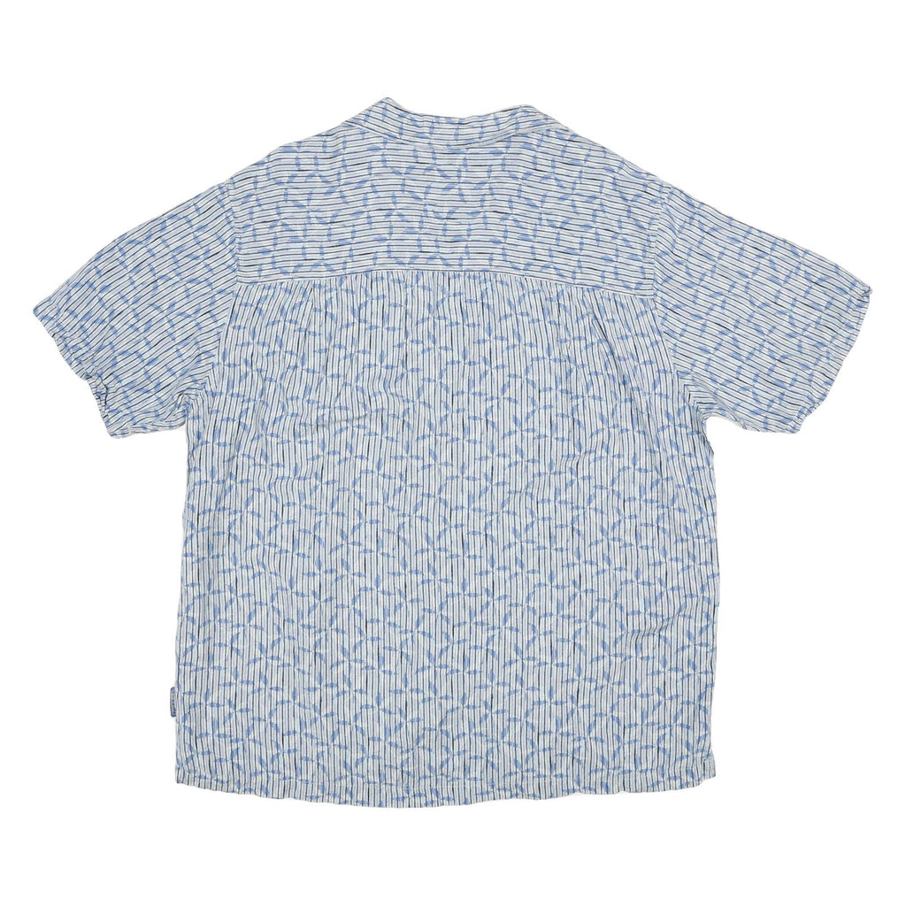 CHAPS Mens Blue & White Shirt Linen Blend L Lightweight Casual Summer