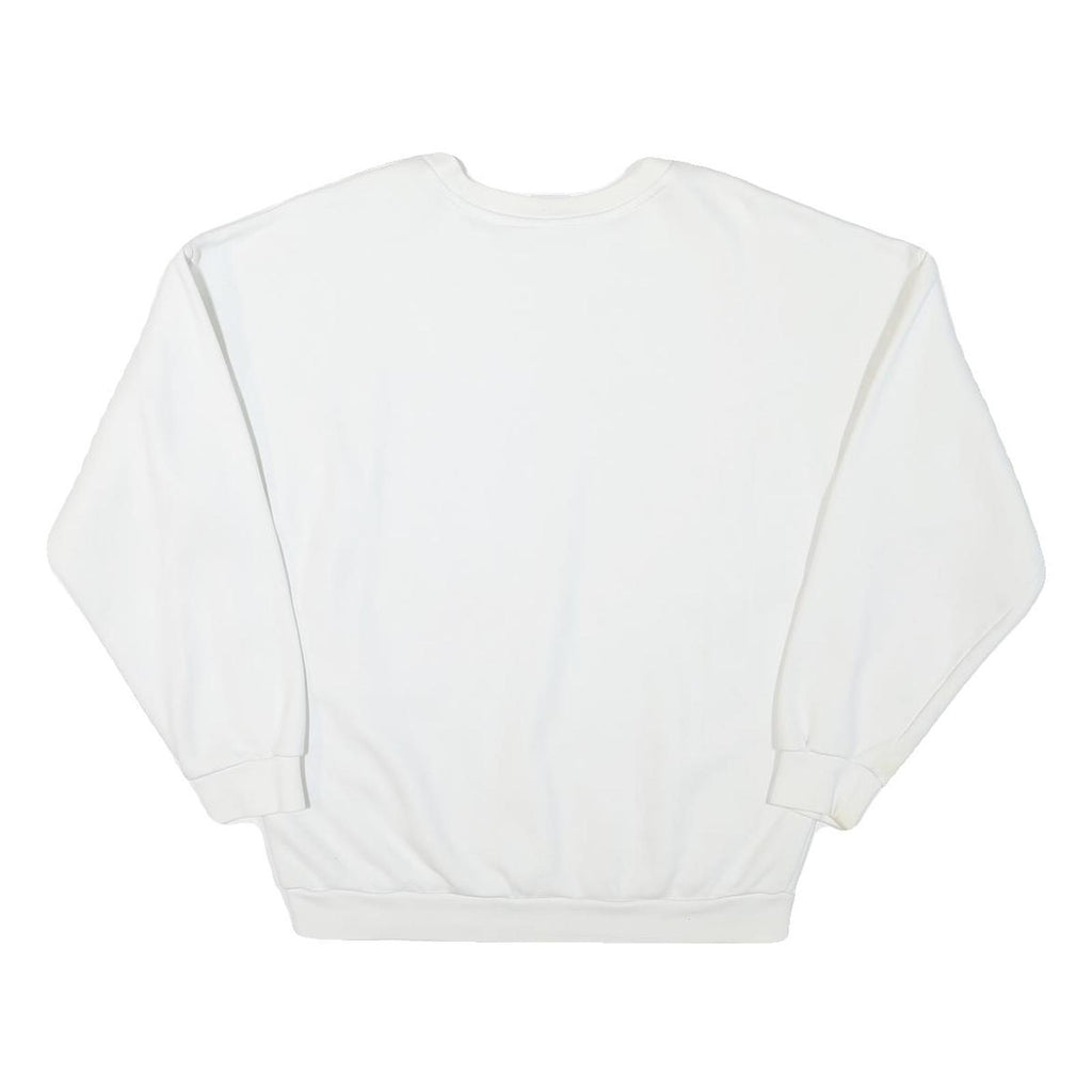 ADIDAS Womens White Cotton Blend Crew Neck UK 10 Sweatshirt Casual Pullover