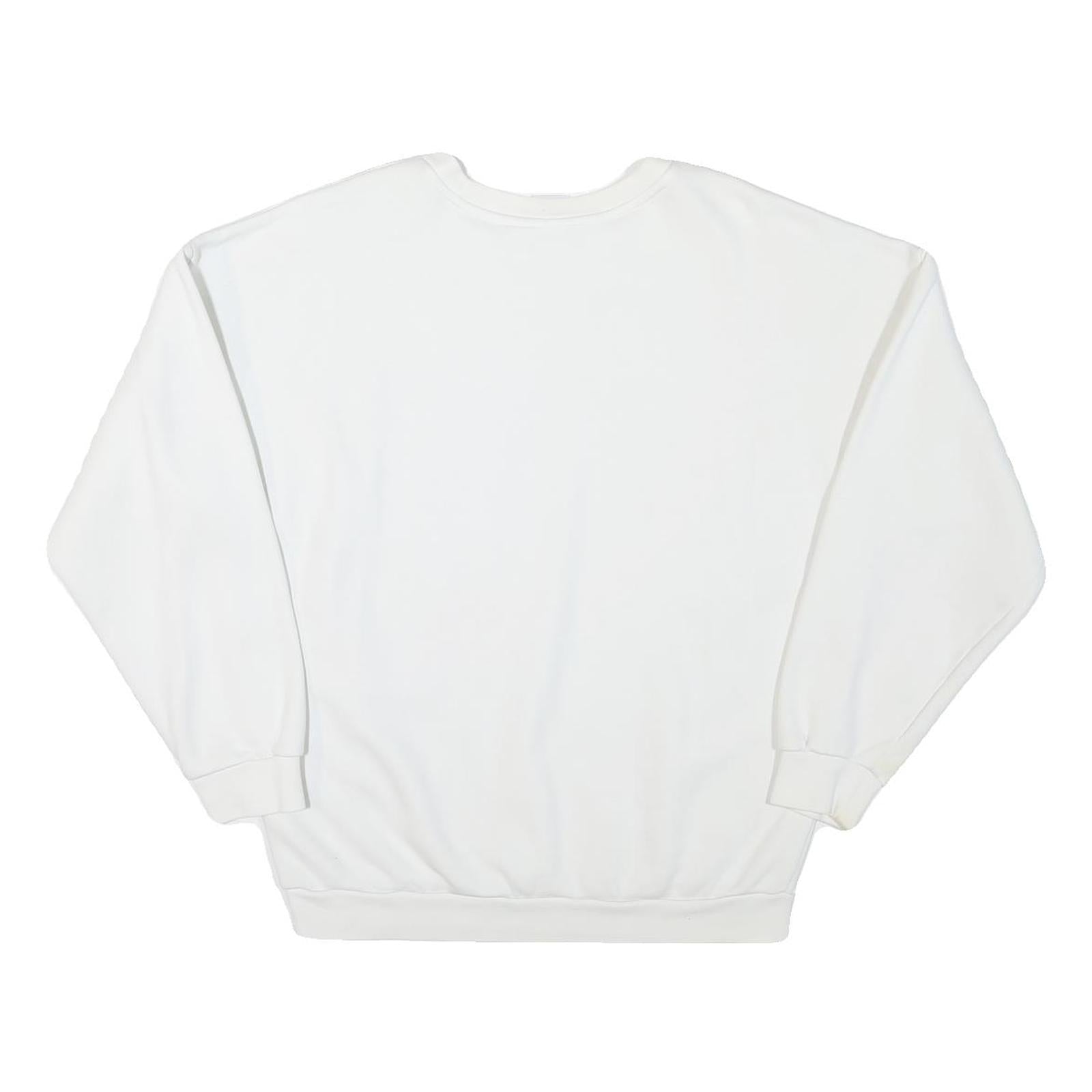 ADIDAS Womens White Cotton Blend Crew Neck UK 10 Sweatshirt Casual Pullover