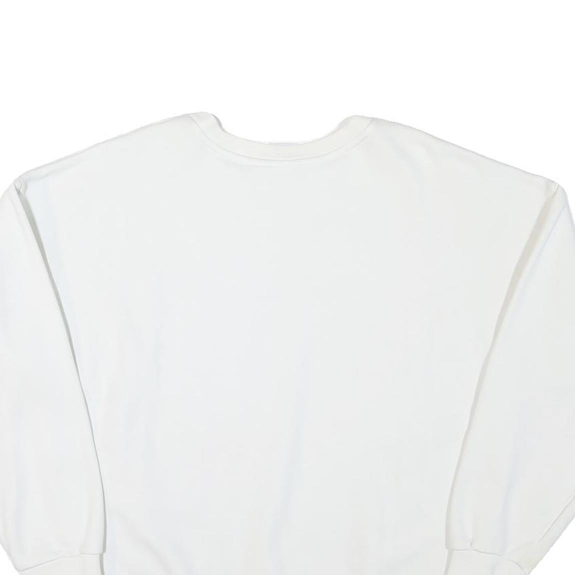 ADIDAS Womens White Cotton Blend Crew Neck UK 10 Sweatshirt Casual Pullover