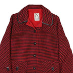 PENGUIN Womens Red & Black Houndstooth Button Jacket M Cotton Blend Classic