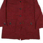 PENGUIN Womens Red & Black Houndstooth Button Jacket M Cotton Blend Classic