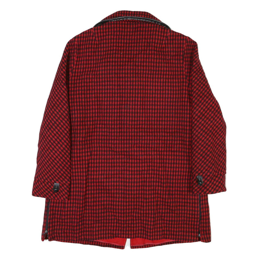 PENGUIN Womens Red & Black Houndstooth Button Jacket M Cotton Blend Classic