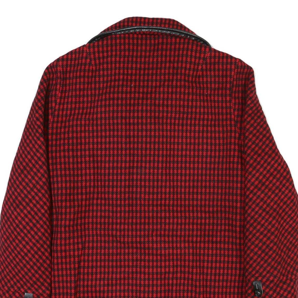 PENGUIN Womens Red & Black Houndstooth Button Jacket M Cotton Blend Classic