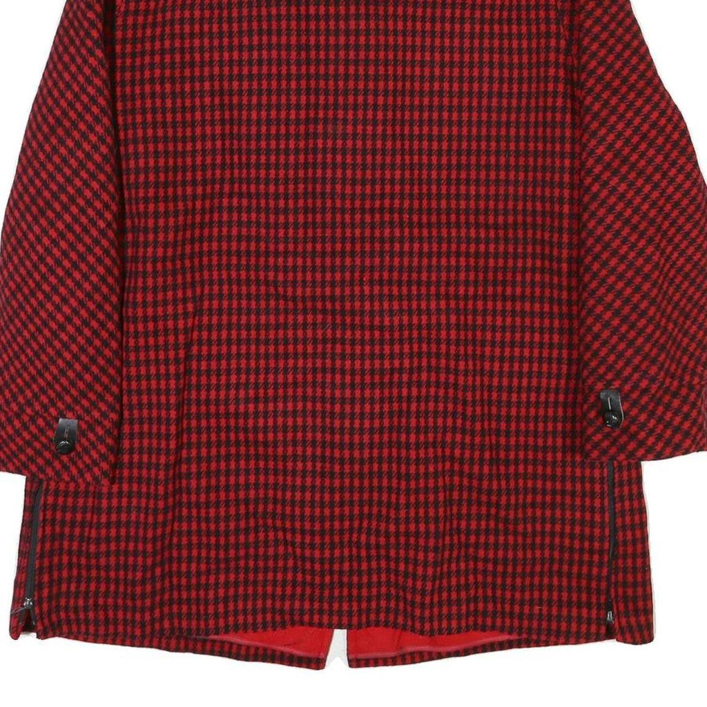 PENGUIN Womens Red & Black Houndstooth Button Jacket M Cotton Blend Classic