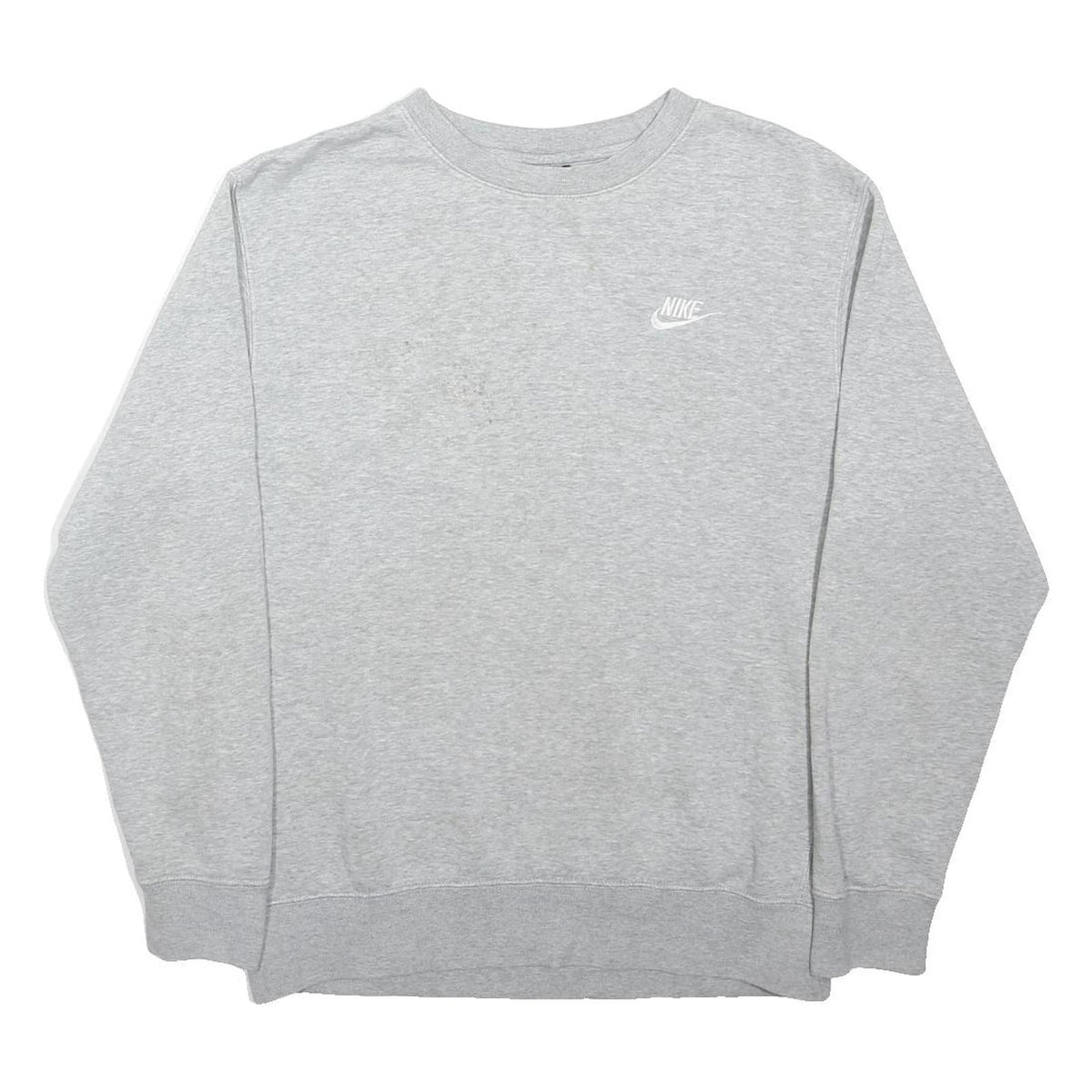 NIKE Mens Grey Crew Neck S Cotton Blend Sweatshirt Casual Athletic Pullover