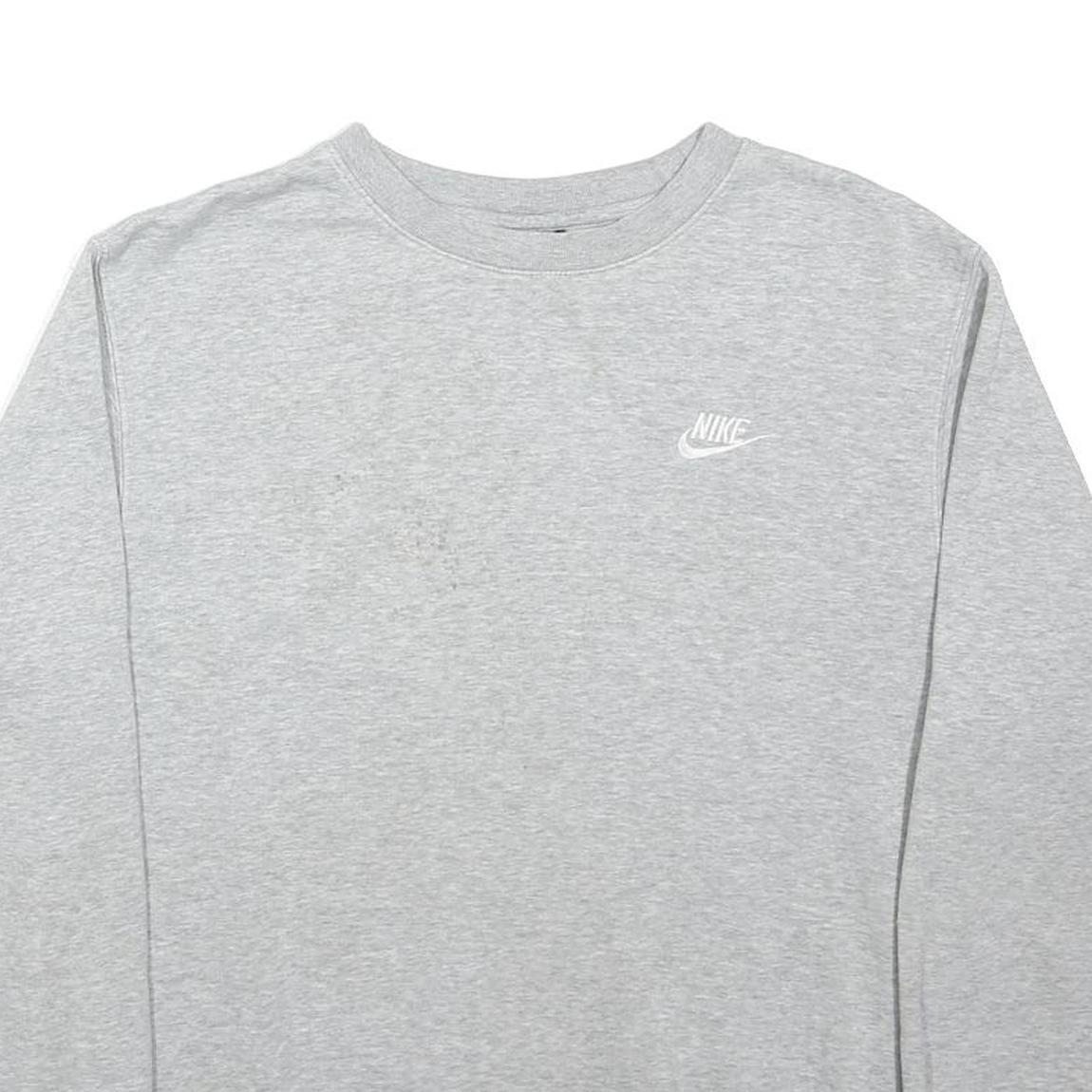 NIKE Mens Grey Crew Neck S Cotton Blend Sweatshirt Casual Athletic Pullover