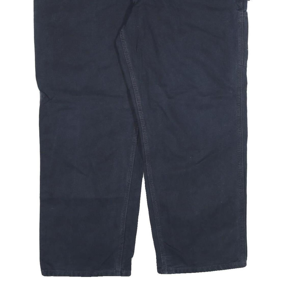 CARHARTT Mens Cotton Blend Navy Blue Regular Fit Straight Trousers W42 L30
