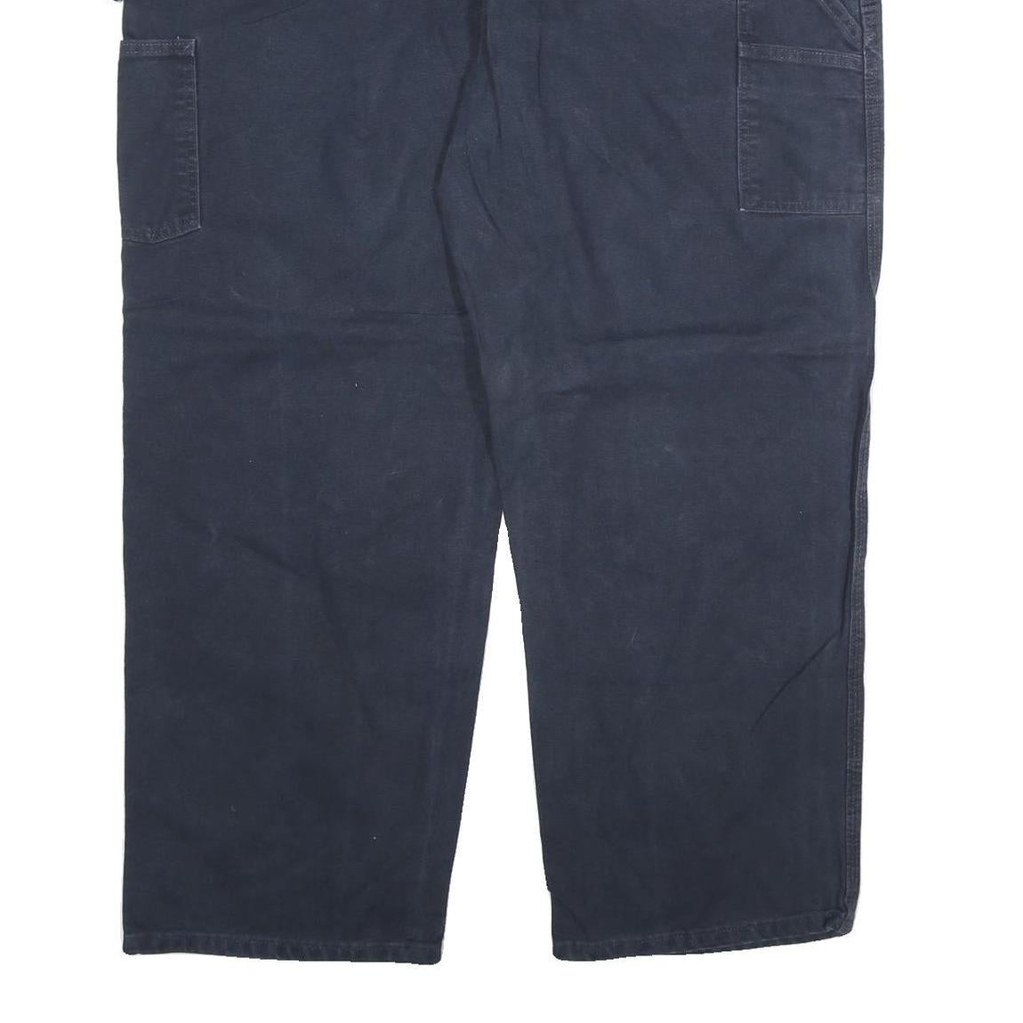 CARHARTT Mens Cotton Blend Navy Blue Regular Fit Straight Trousers W42 L30