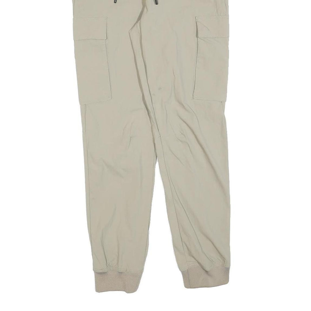 H&M Womens Beige Slim Tapered Cargo Trousers W26 L28 Drawstring Pocketed