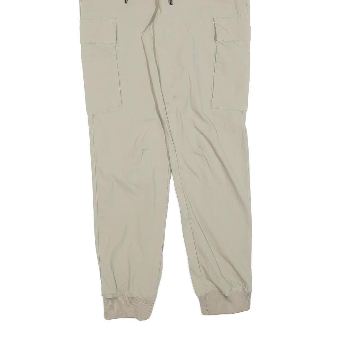 H&M Womens Beige Slim Tapered Cargo Trousers W26 L28 Drawstring Pocketed