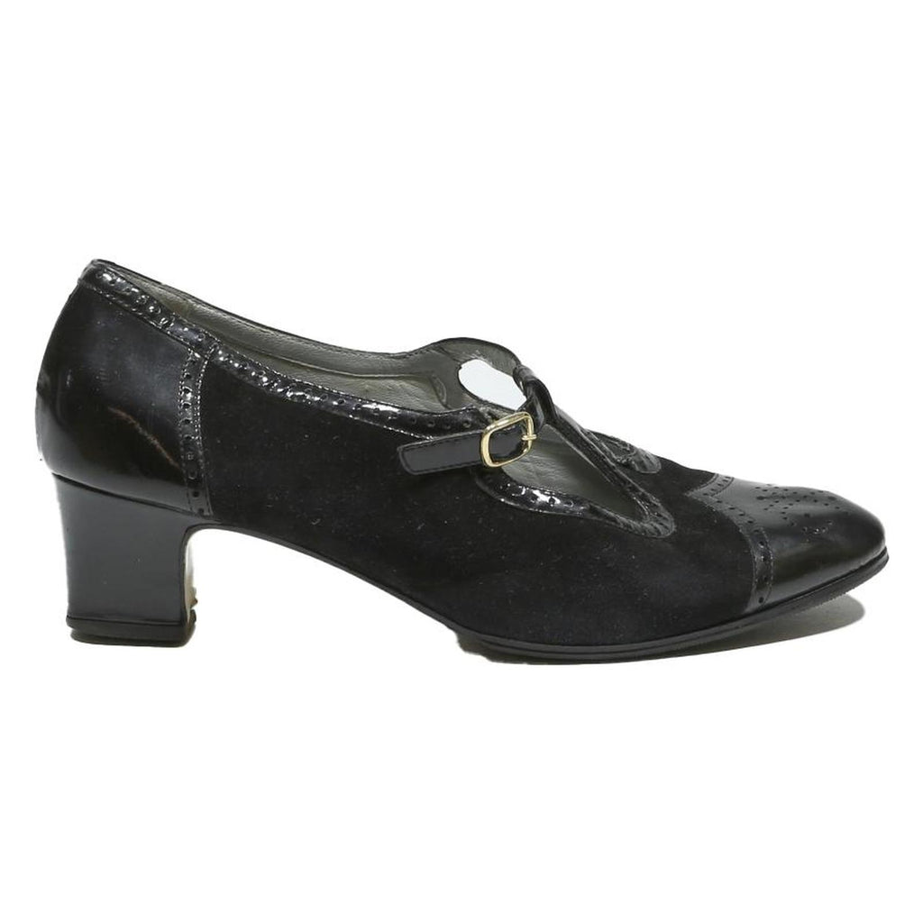 ALEXANDRIA Womens Black Leather Mary Jane Shoes UK 5.5 Classic Vintage Style
