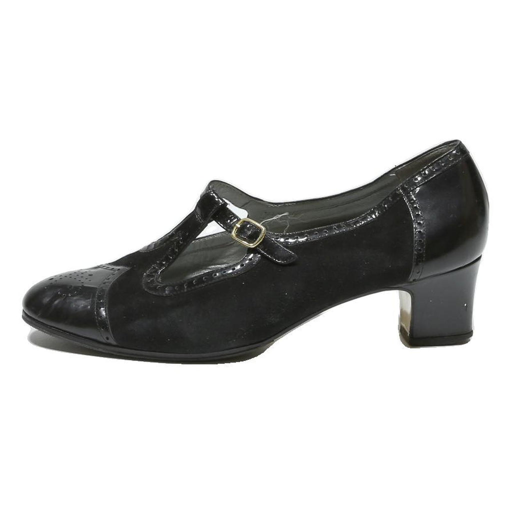 ALEXANDRIA Womens Black Leather Mary Jane Shoes UK 5.5 Classic Vintage Style
