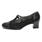ALEXANDRIA Womens Black Leather Mary Jane Shoes UK 5.5 Classic Vintage Style