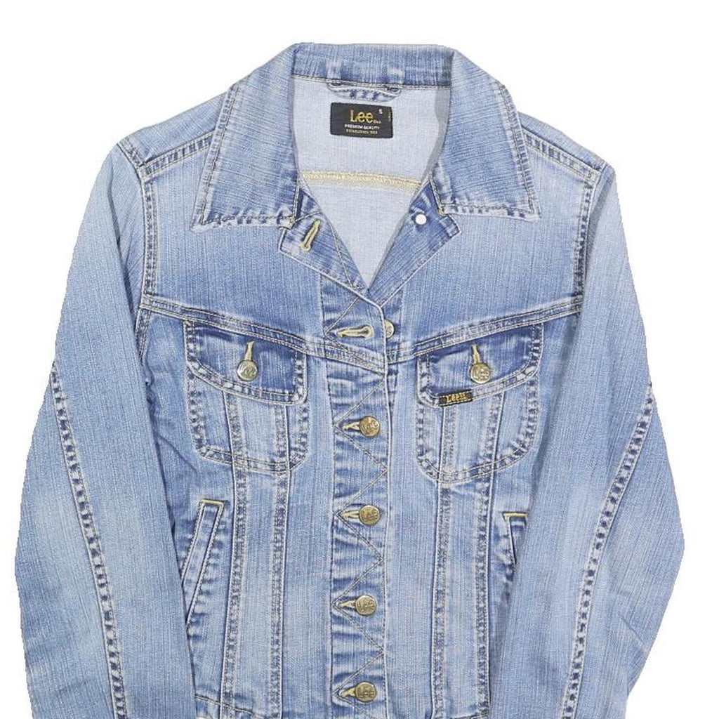 LEE Womens Blue Denim Jacket S Cotton Button Plain Classic Fit Stylish