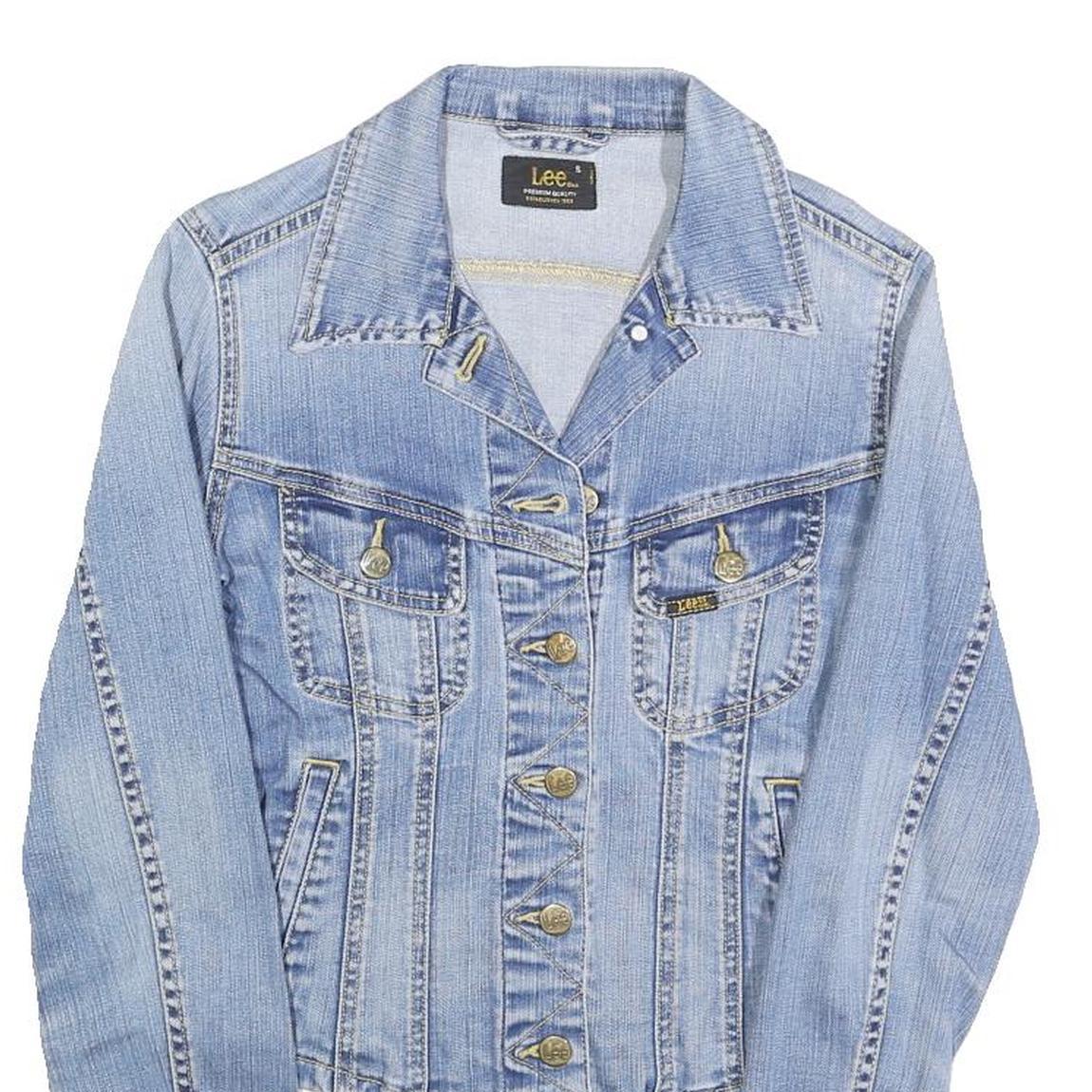 LEE Womens Blue Denim Jacket S Cotton Button Plain Classic Fit Stylish