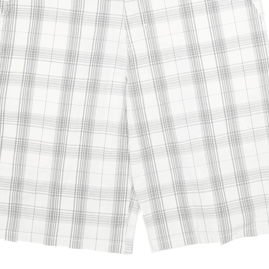 DICKIES Mens White & Grey Checked Casual Shorts XL W34 Workwear Durable Comfort