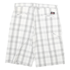 DICKIES Mens White & Grey Checked Casual Shorts XL W34 Workwear Durable Comfort