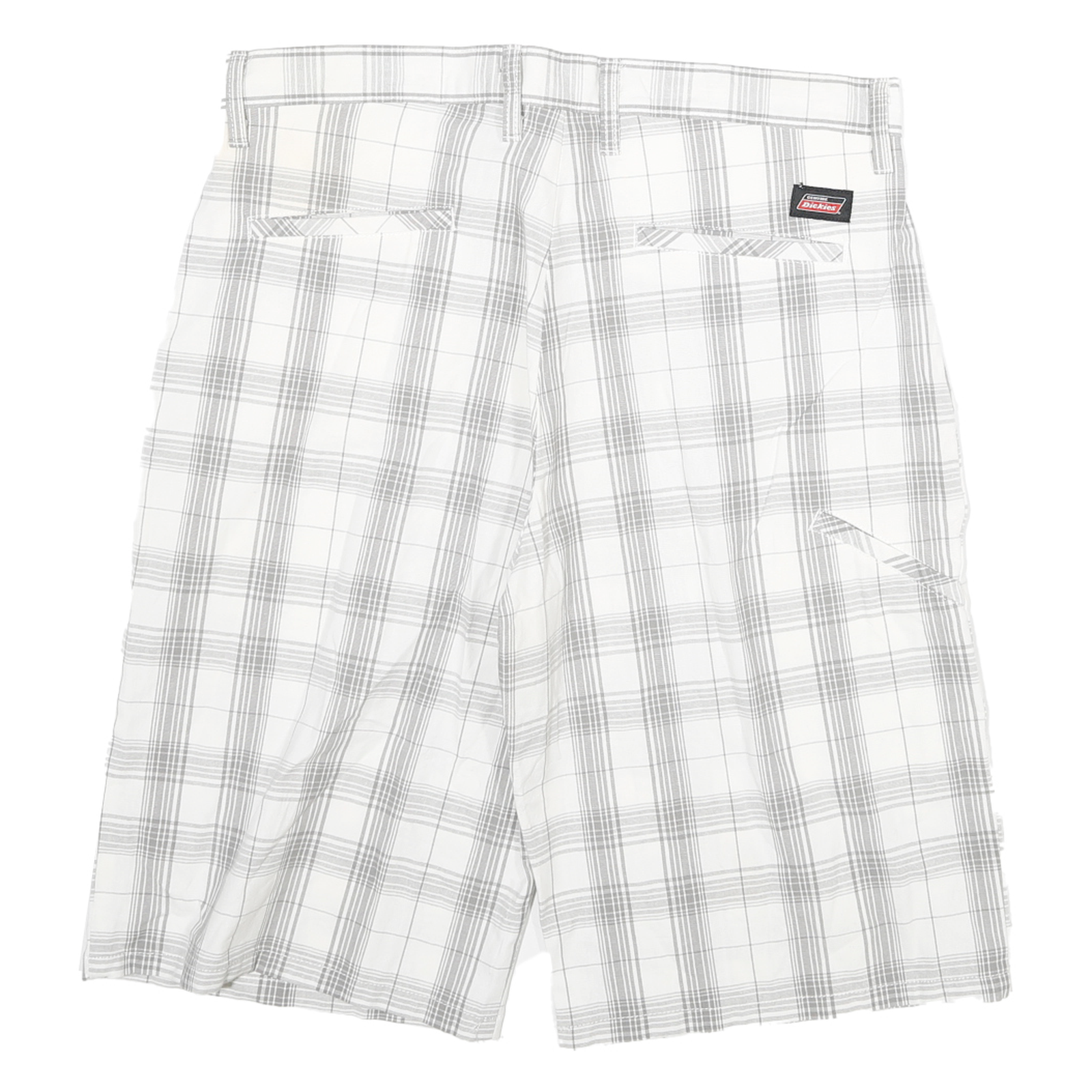 DICKIES Mens White & Grey Checked Casual Shorts XL W34 Workwear Durable Comfort