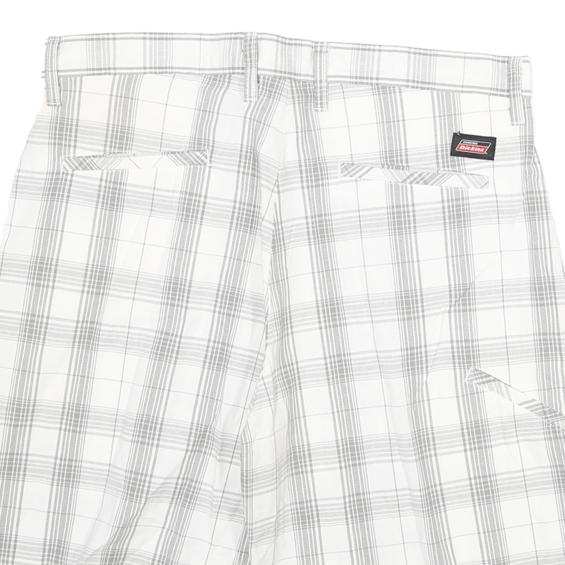 DICKIES Mens White & Grey Checked Casual Shorts XL W34 Workwear Durable Comfort