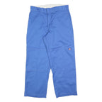 DICKIES Mens Cotton Blend Blue Regular Straight Trousers W34 L30 Workwear Zip
