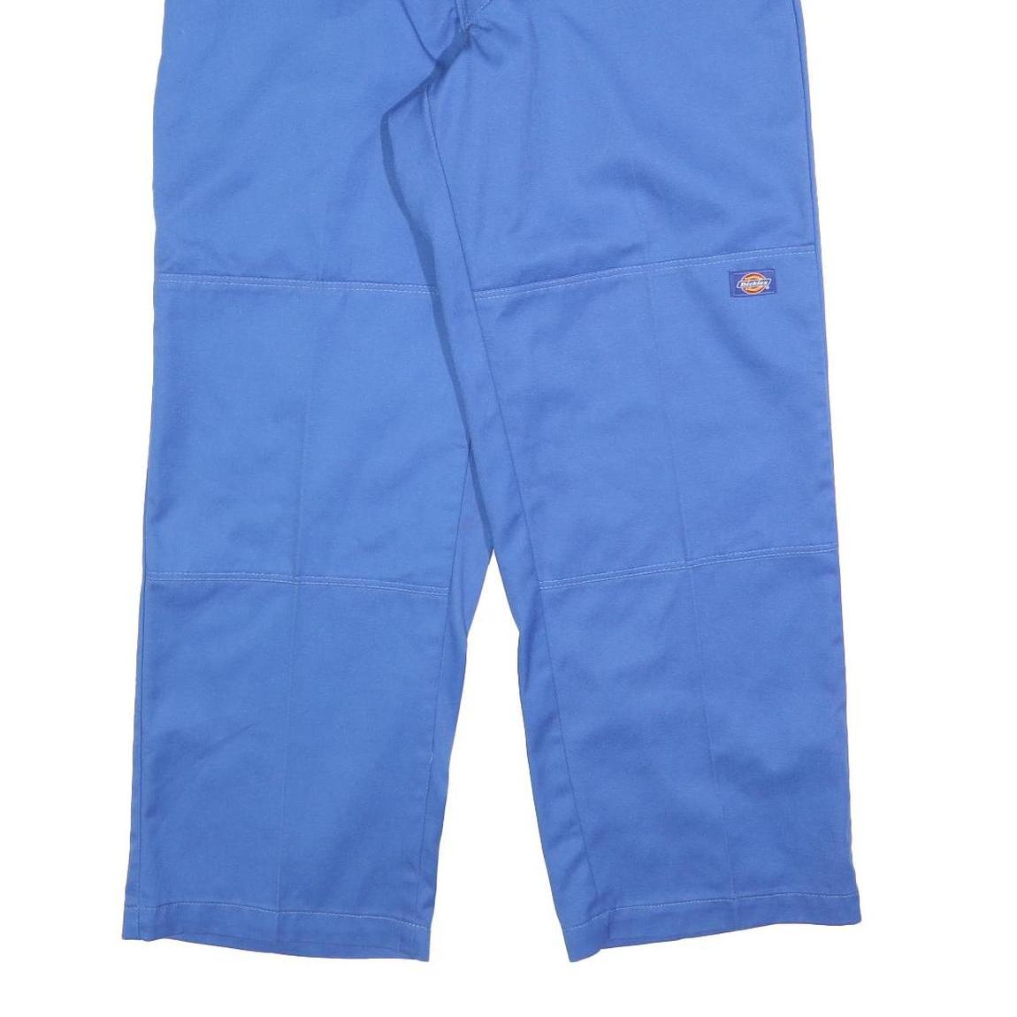 DICKIES Mens Cotton Blend Blue Regular Straight Trousers W34 L30 Workwear Zip