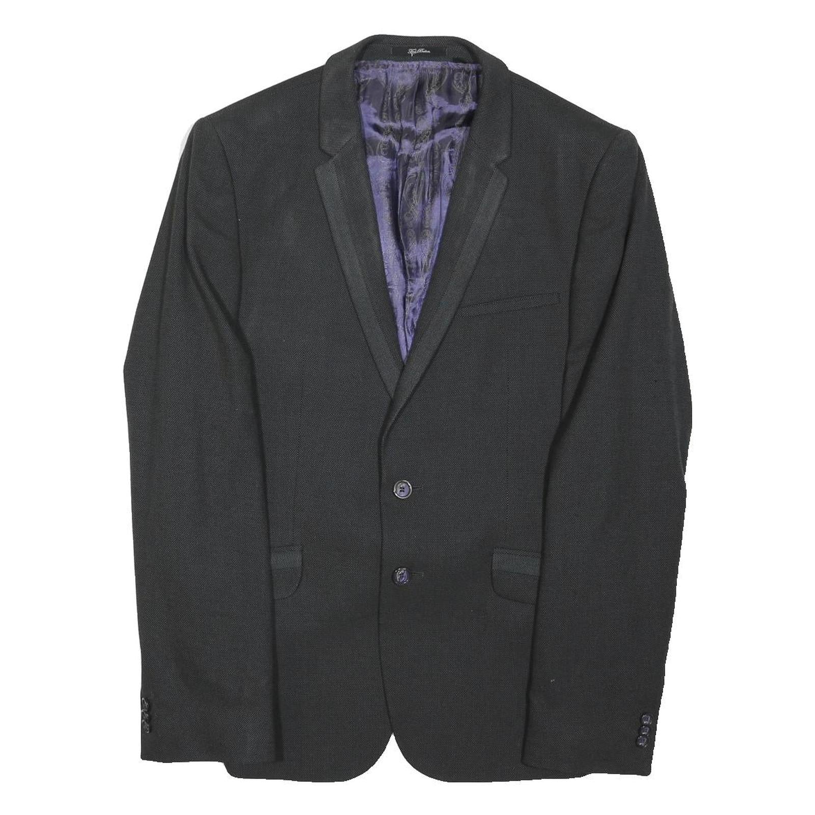 TED BAKER Mens Black Jacket S Polyester Blend Tailored Button Plain Formal