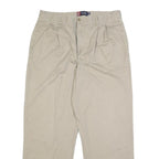 CHAPS Mens Cotton Beige Relaxed Straight Trousers W36 L32 Casual Classic Zip