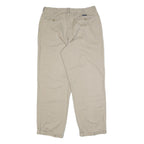 CHAPS Mens Cotton Beige Relaxed Straight Trousers W36 L32 Casual Classic Zip