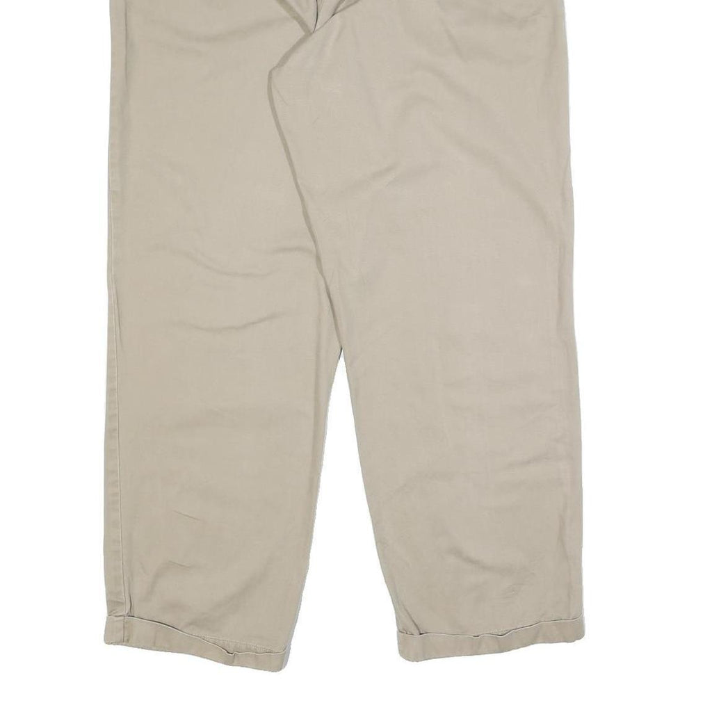 CHAPS Mens Cotton Beige Relaxed Straight Trousers W36 L32 Casual Classic Zip