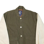 EVAN PICONE Mens Green & White Wool Button Jacket L Plain Retro Style