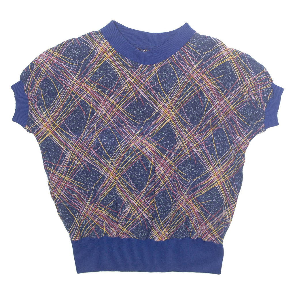 Womens Printed Top Blue Crazy Pattern M