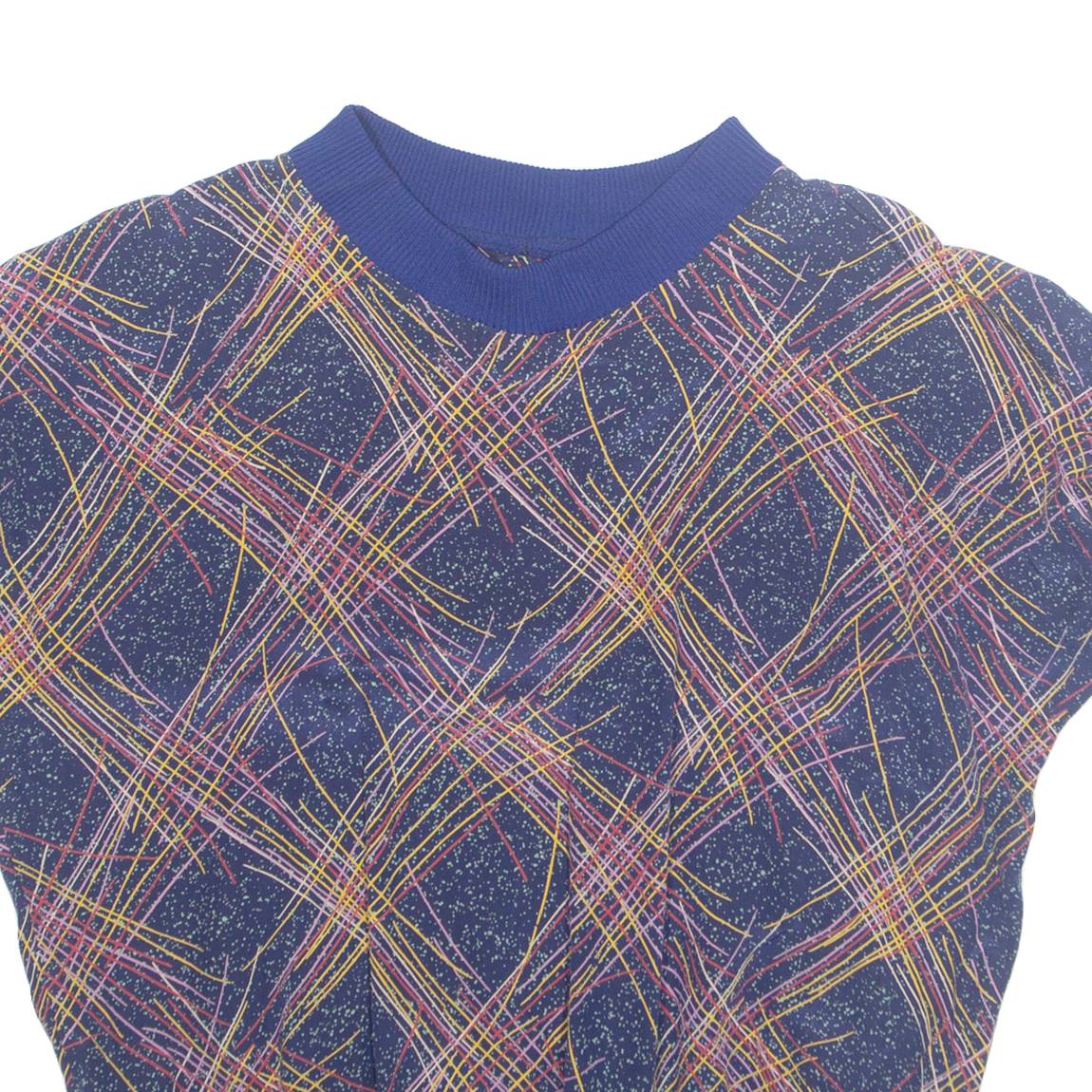 Womens Printed Top Blue Crazy Pattern M